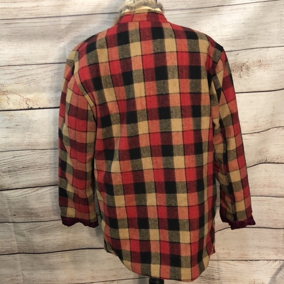 Fur Trimmed Plaid Brocade Jacket REVERSIBLE Button Down Handmade Funky Artsy - Picture 13 of 16